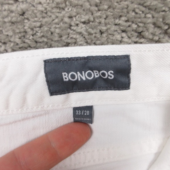 Bonobos Jeans Mens 33x28 White Tailored Fit Tapered Zip Fly Light Denim Pants - Picture 7 of 11